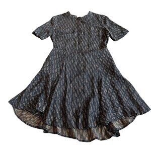 A.L.C. Button-Down Shift Dress 100% Silk Fun Print Short Sleeve Size 4 Women's